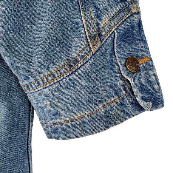 VTG SUNBELT Western Denim Duster Coat Women's M/L Tooled Leather Button Pockets - Picture 11 of 14